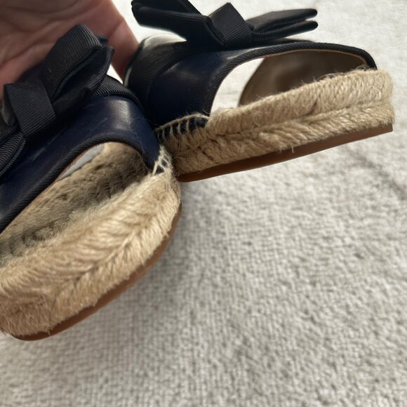Michael Kors Hawn Maritime Navy Blue Leather Espadrille Open-Toe Slide sz 6.5 - Picture 4 of 5